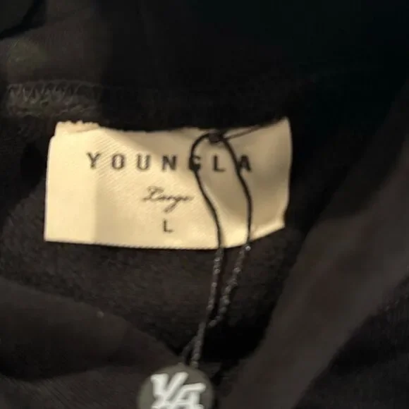 NWT Young, LA black hoodie, hooded sweatshirt, black rhinestone embellishment - Picture 4 of 5